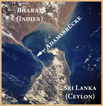 Die 'Adamsbrücke' zwischen Bharat (Indien) und Sri Lanka auf einer Aufnahme der NASA vom 16. April 1994